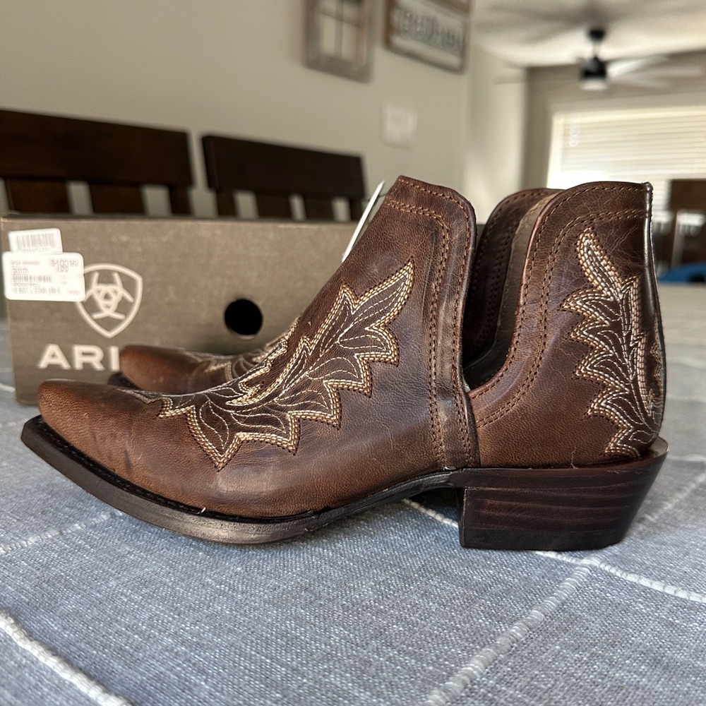 Ariat Brown Leather Western Ankle Booties